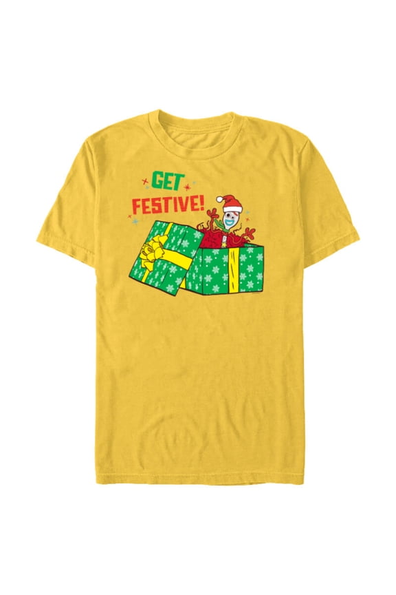 Disney PIXAR Toy Story Forky Get Festive! Holiday Gift - Short Sleeve Blended T-Shirt for Adults - Customized-Yellow
