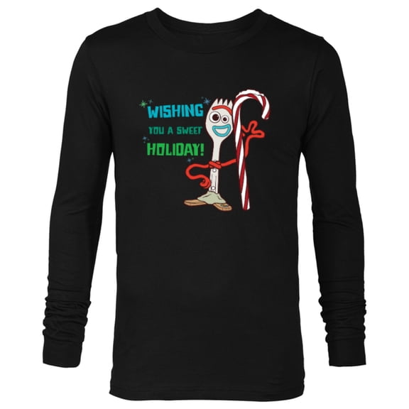 Disney PIXAR Toy Story Forky Wishing You A Sweet Holiday - Long Sleeve T-Shirt for Men - Customized-Black
