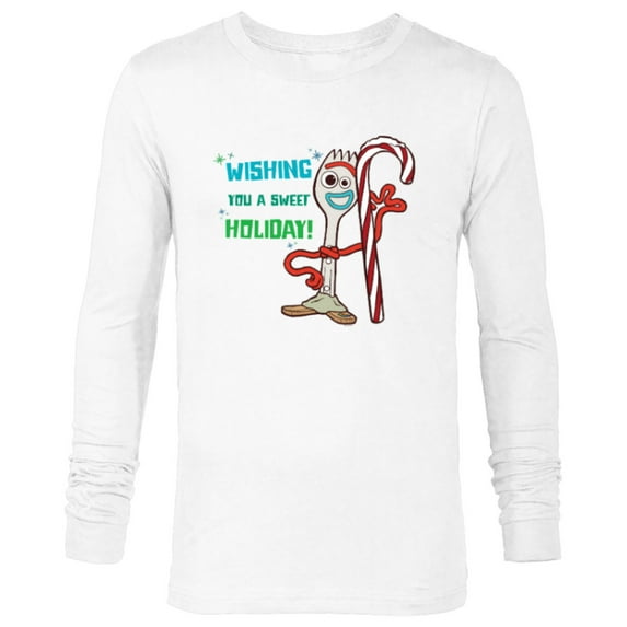 Disney PIXAR Toy Story Forky Wishing You A Sweet Holiday - Long Sleeve T-Shirt for Men - Customized-White