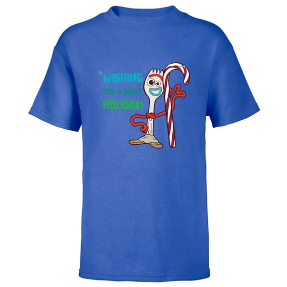 Disney PIXAR Toy Story Forky Wishing You A Sweet Holiday - Short Sleeve T-Shirt for Kids - Customized-Royal