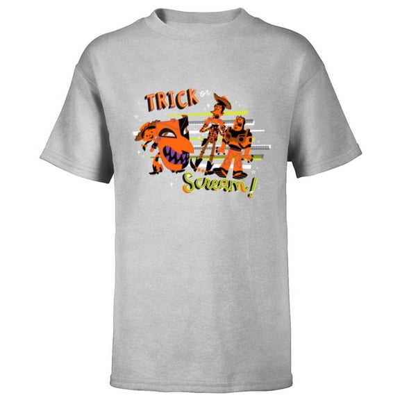 Disney PIXAR Toy Story Hallo-Scream Woody, Jesse & Buzz - Short Sleeve T-Shirt for Kids - Customized-Athletic Heather