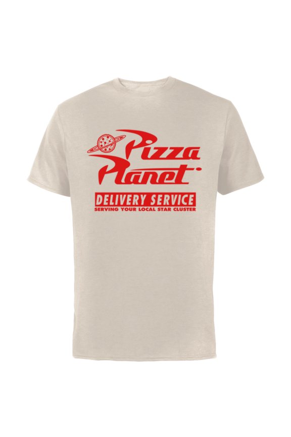 Disney PIXAR Toy Story Pizza Planet Delivery Service White - Short Sleeve Cotton T-Shirt for Adults - Customized-Natural