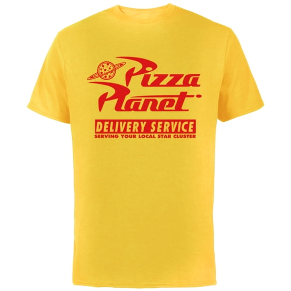 Disney PIXAR Toy Story Pizza Planet Delivery Service White - Short Sleeve Cotton T-Shirt for Adults - Customized-Yellow
