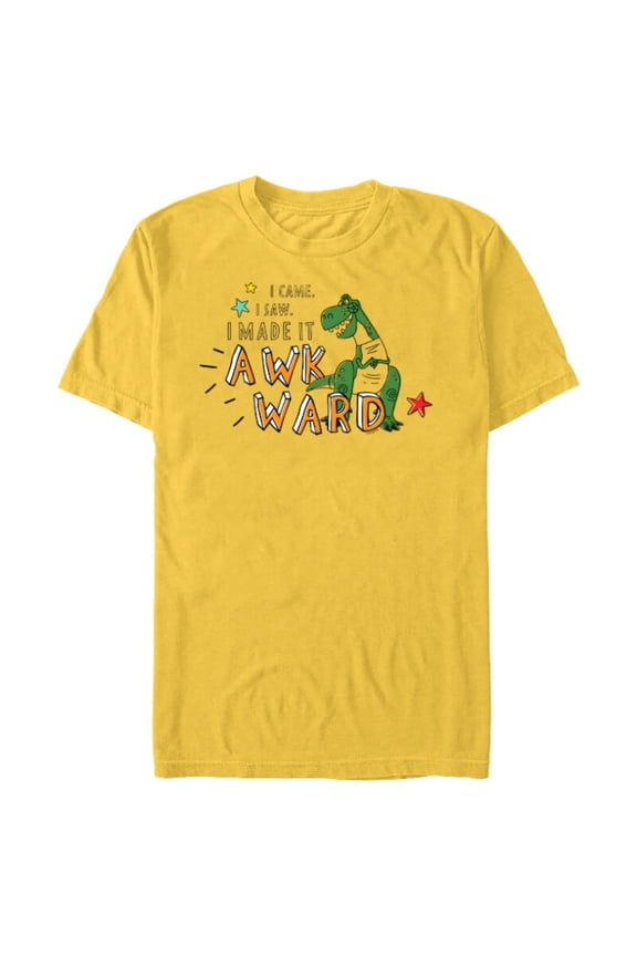 Disney PIXAR Toy Story Rex I Came, I Saw, I Made it Awkward - Short Sleeve Blended T-Shirt for Adults - Customized-Yellow