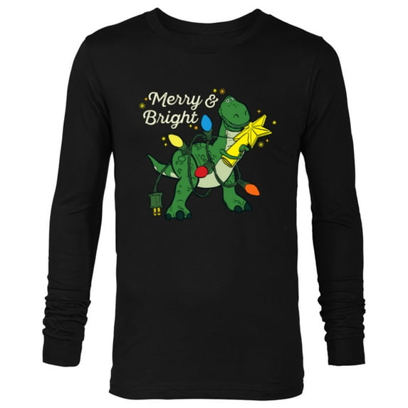 Disney PIXAR Toy Story Rex Merry & Bright - Long Sleeve T-Shirt for Men - Customized-Black