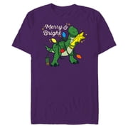 Disney PIXAR Toy Story Rex Merry & Bright - Short Sleeve Blended T-Shirt for Adults - Customized-Purple
