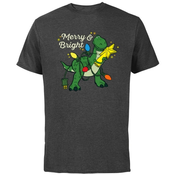 Disney PIXAR Toy Story Rex Merry & Bright - Short Sleeve Cotton T-Shirt for Adults - Customized-Charcoal