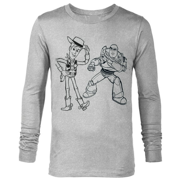 Disney PIXAR Toy Story Woody & Buzz Lightyear Sketch Book - Long Sleeve T-Shirt for Men - Customized-Athletic Heather