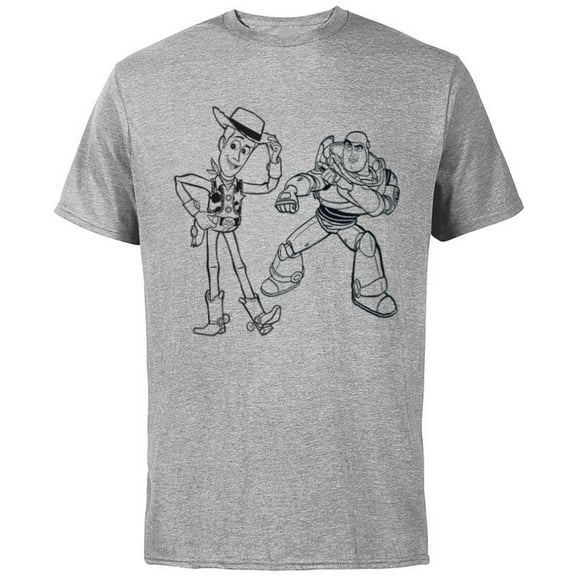 Disney PIXAR Toy Story Woody & Buzz Lightyear Sketch Book - Short Sleeve Cotton T-Shirt for Adults - Customized-Athletic Heather