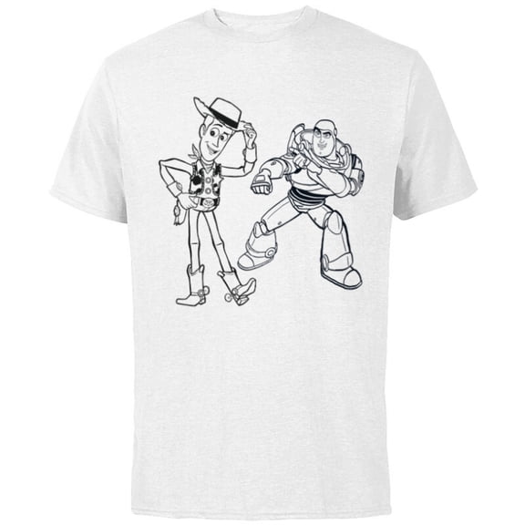Disney PIXAR Toy Story Woody & Buzz Lightyear Sketch Book - Short Sleeve Cotton T-Shirt for Adults - Customized-White
