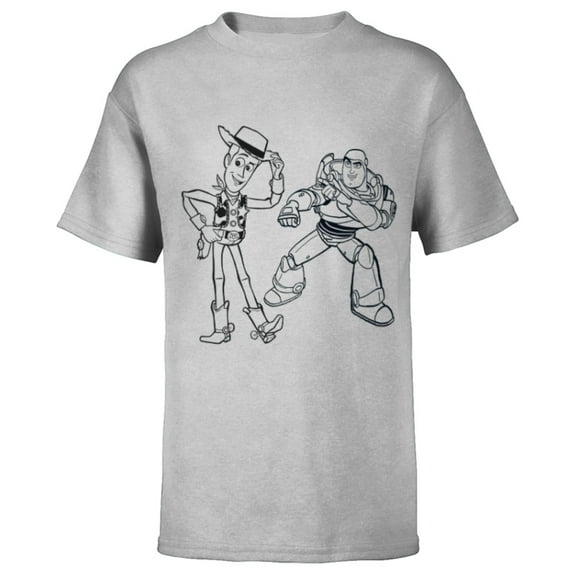 Disney PIXAR Toy Story Woody & Buzz Lightyear Sketch Book - Short Sleeve T-Shirt for Kids - Customized-Athletic Heather