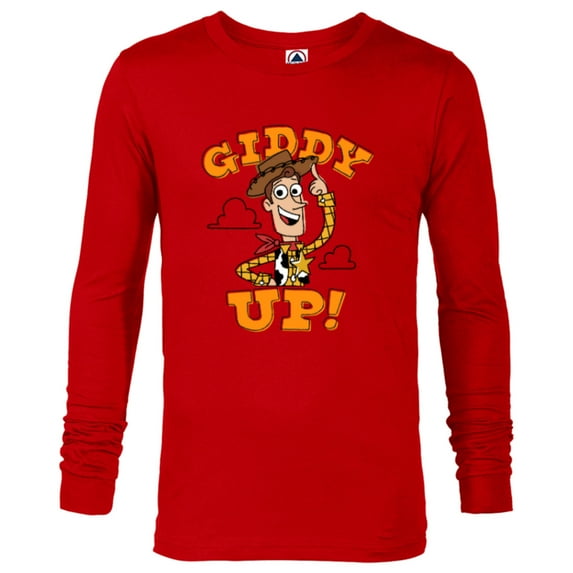 Disney PIXAR Toy Story Woody Giddy Up! - Long Sleeve T-Shirt for Men - Customized-New Red