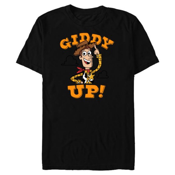 Disney PIXAR Toy Story Woody Giddy Up! - Short Sleeve Blended T-Shirt for Adults - Customized-Black