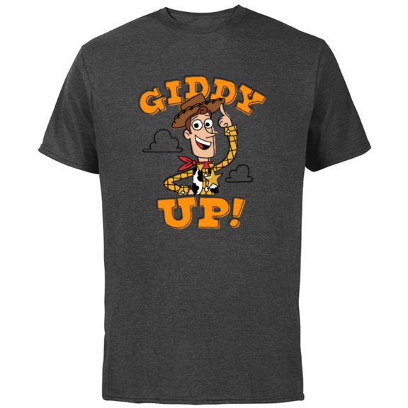Disney PIXAR Toy Story Woody Giddy Up! - Short Sleeve Cotton T-Shirt for Adults - Customized-Charcoal