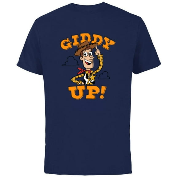 Disney PIXAR Toy Story Woody Giddy Up! - Short Sleeve Cotton T-Shirt for Adults - Customized-Navy