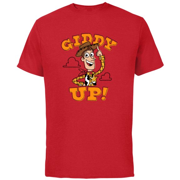 Disney PIXAR Toy Story Woody Giddy Up! - Short Sleeve Cotton T-Shirt for Adults - Customized-Red