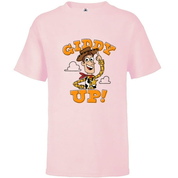Disney PIXAR Toy Story Woody Giddy Up! - Short Sleeve T-Shirt for Kids - Customized-Soft Pink
