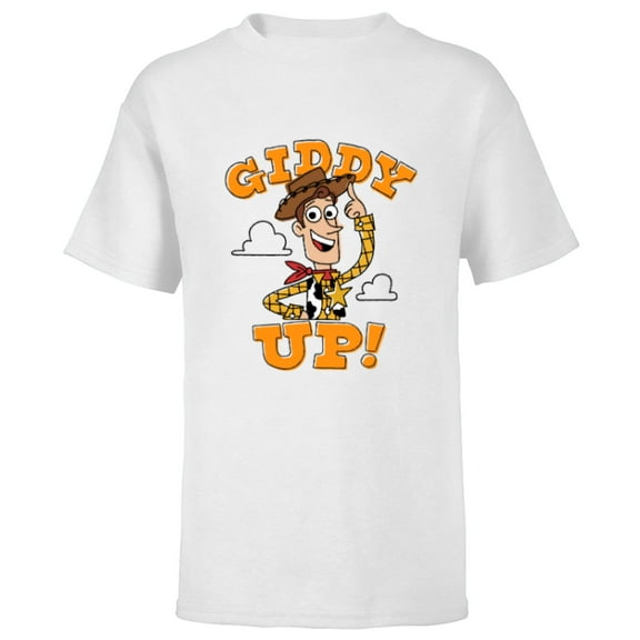 Disney PIXAR Toy Story Woody Giddy Up! - Short Sleeve T-Shirt for Kids - Customized-White