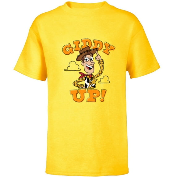 Disney PIXAR Toy Story Woody Giddy Up! - Short Sleeve T-Shirt for Kids - Customized-Yellow