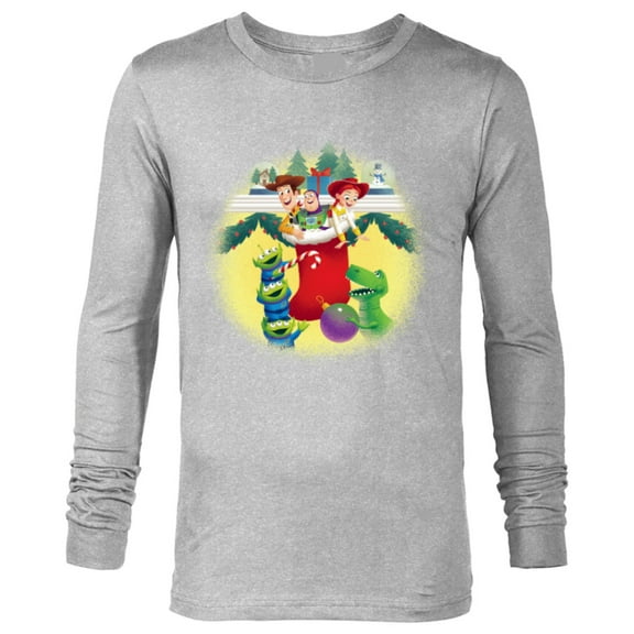 Disney PIXAR Toy Story Woody, Jessie, Buzz & Aliens Holiday - Long Sleeve T-Shirt for Men - Customized-Athletic Heather