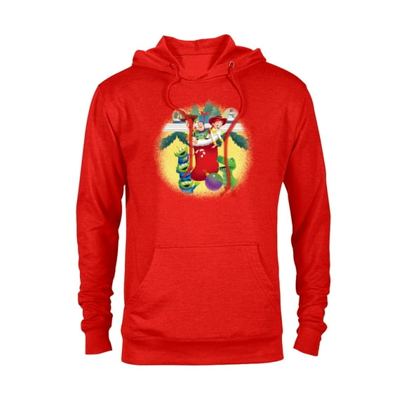 Disney PIXAR Toy Story Woody, Jessie, Buzz & Aliens Holiday - Pullover Hoodie for Adults - Customized-Red