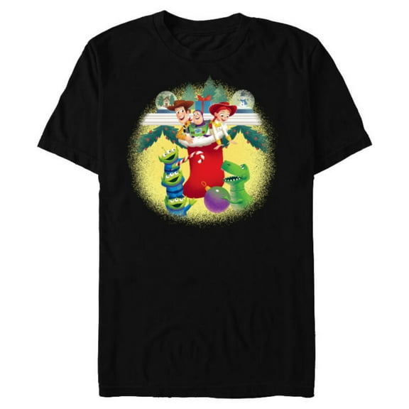 Disney PIXAR Toy Story Woody, Jessie, Buzz & Aliens Holiday - Short Sleeve Blended T-Shirt for Adults - Customized-Black