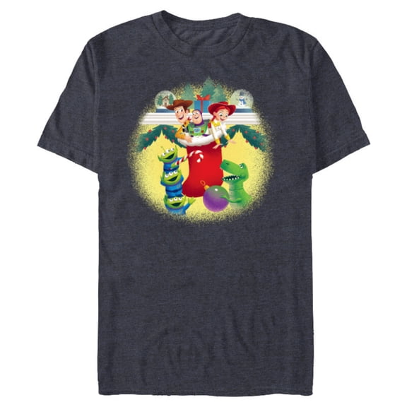 Disney PIXAR Toy Story Woody, Jessie, Buzz & Aliens Holiday - Short Sleeve Blended T-Shirt for Adults - Customized-Navy Heather