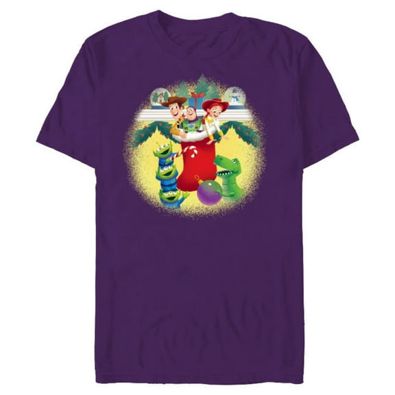 Disney PIXAR Toy Story Woody, Jessie, Buzz & Aliens Holiday - Short Sleeve Blended T-Shirt for Adults - Customized-Purple