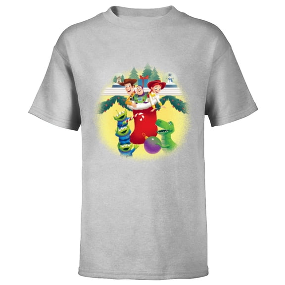 Disney PIXAR Toy Story Woody, Jessie, Buzz & Aliens Holiday - Short Sleeve T-Shirt for Kids - Customized-Athletic Heather