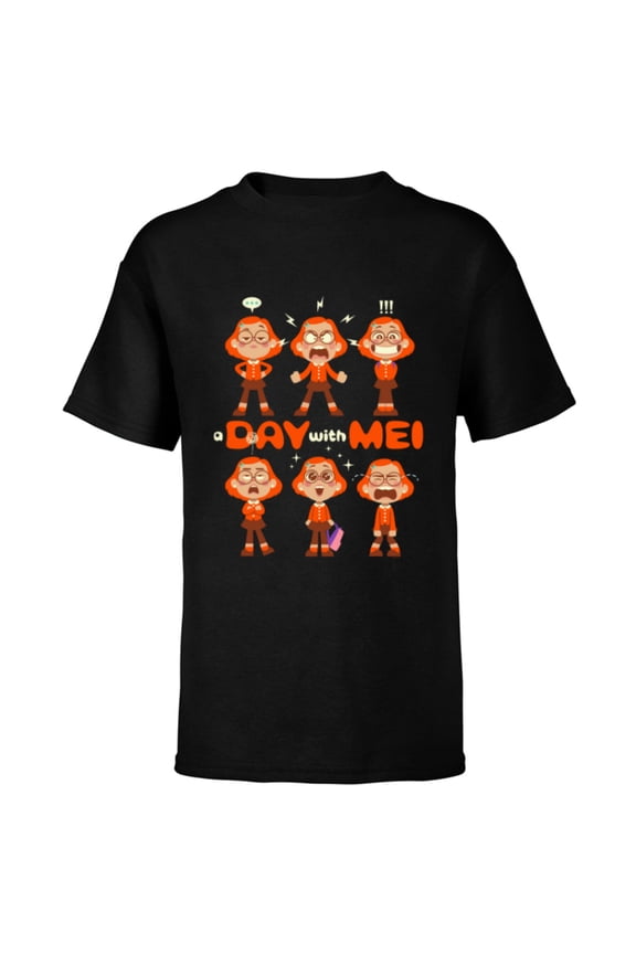Disney PIXAR Turning Red Mei Lee Growing Pains - Short Sleeve T-Shirt for Kids - Customized-Black