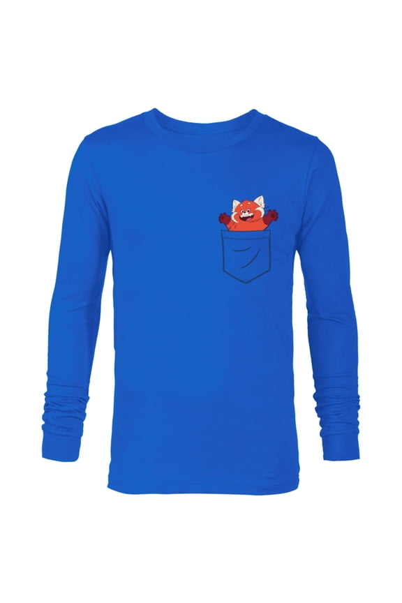Disney PIXAR Turning Red Mei Lee Pocket - Long Sleeve T-Shirt for Men - Customized-Navy