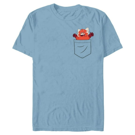 Disney PIXAR Turning Red Mei Lee Pocket - Short Sleeve Blended T-Shirt for Adults - Customized-Ocean Blue