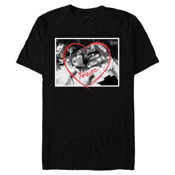 Disney PIXAR UP Carl and Ellie Forever Heart - Short Sleeve Blended T-Shirt for Adults - Customized-Black