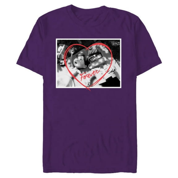 Disney PIXAR UP Carl and Ellie Forever Heart - Short Sleeve Blended T-Shirt for Adults - Customized-Purple