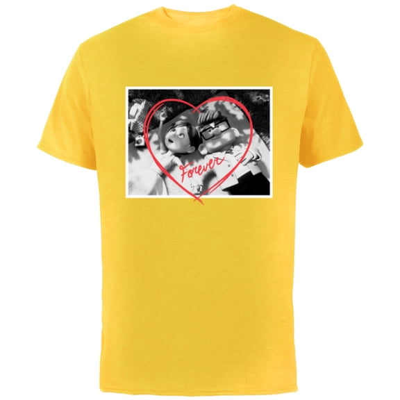 Disney PIXAR UP Carl and Ellie Forever Heart - Short Sleeve Cotton T-Shirt for Adults - Customized-Yellow