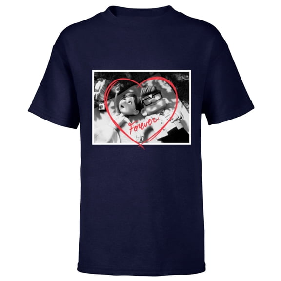 Disney PIXAR UP Carl and Ellie Forever Heart - Short Sleeve T-Shirt for Kids - Customized-Navy