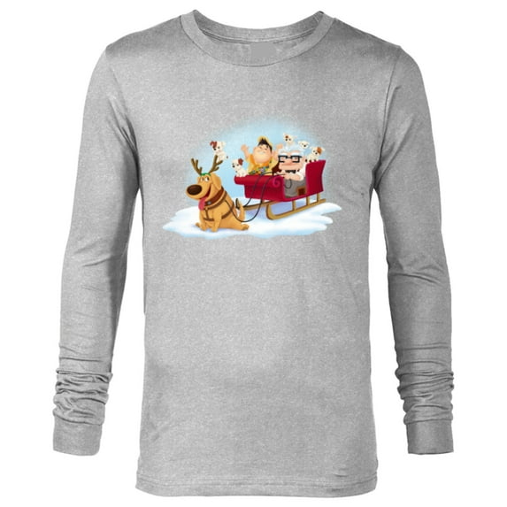 Disney PIXAR Up Carl, Russell & Dug Holiday Sleigh Ride - Long Sleeve T-Shirt for Men - Customized-Athletic Heather