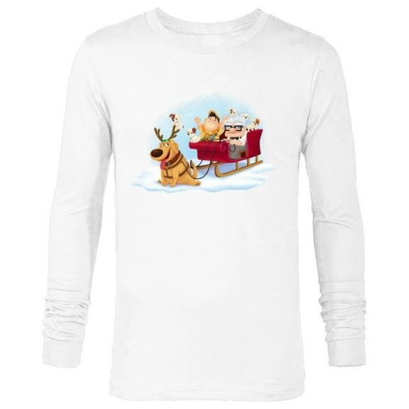 Disney PIXAR Up Carl, Russell & Dug Holiday Sleigh Ride - Long Sleeve T-Shirt for Men - Customized-White