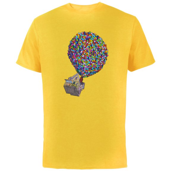Disney PIXAR Up House Holiday - Short Sleeve Cotton T-Shirt for Adults - Customized-Yellow