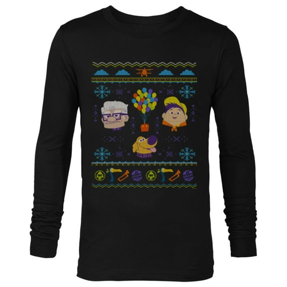 Disney PIXAR Up Ugly Christmas Sweater Holiday - Long Sleeve T-Shirt for Men - Customized-Black
