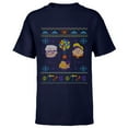 thumbnail image 1 of Disney PIXAR Up Ugly Christmas Sweater Holiday - Short Sleeve T-Shirt for Kids - Customized-Navy, 1 of 5