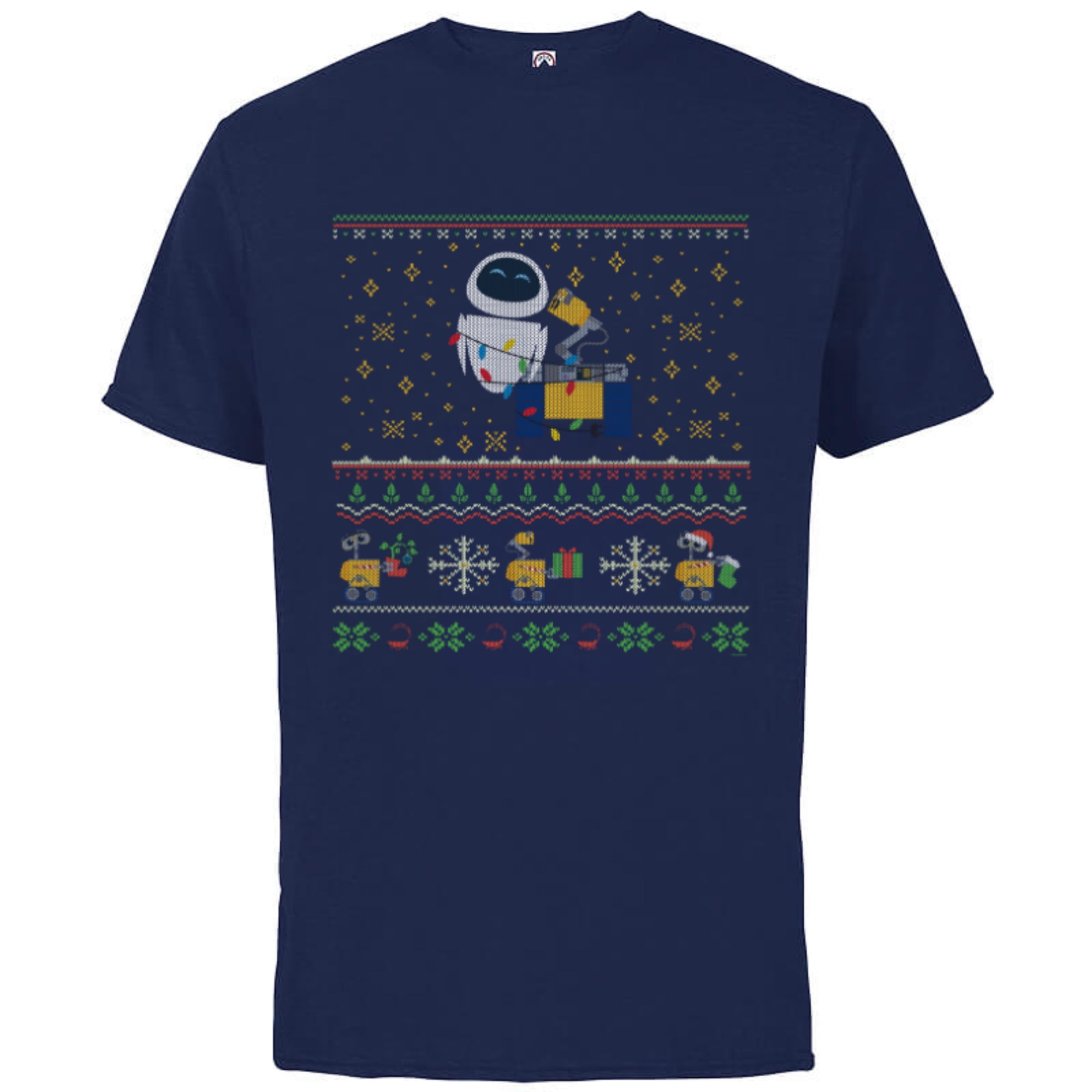 Disney PIXAR WallE & Eve Ugly Christmas Sweater Holiday Short Sleeve