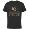 thumbnail image 1 of Disney PIXAR Wall-E & Eve Ugly Christmas Sweater Holiday - Short Sleeve Cotton T-Shirt for Adults - Customized-Black, 1 of 5