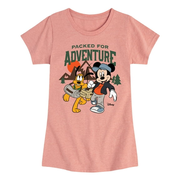 Disney - Packed For Adventure Pluto Mickey - Toddler & Youth Girls Short Sleeve Graphic T-Shirt