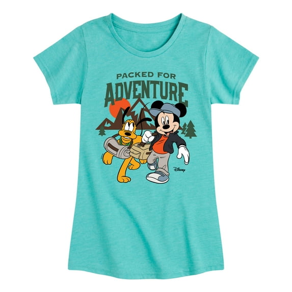 Disney - Packed For Adventure Pluto Mickey - Toddler & Youth Girls Short Sleeve Graphic T-Shirt