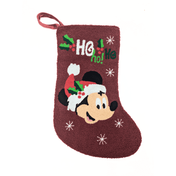 Disney Mickey Mouse Textured Christmas Holiday Stocking HO HO, 1 Count