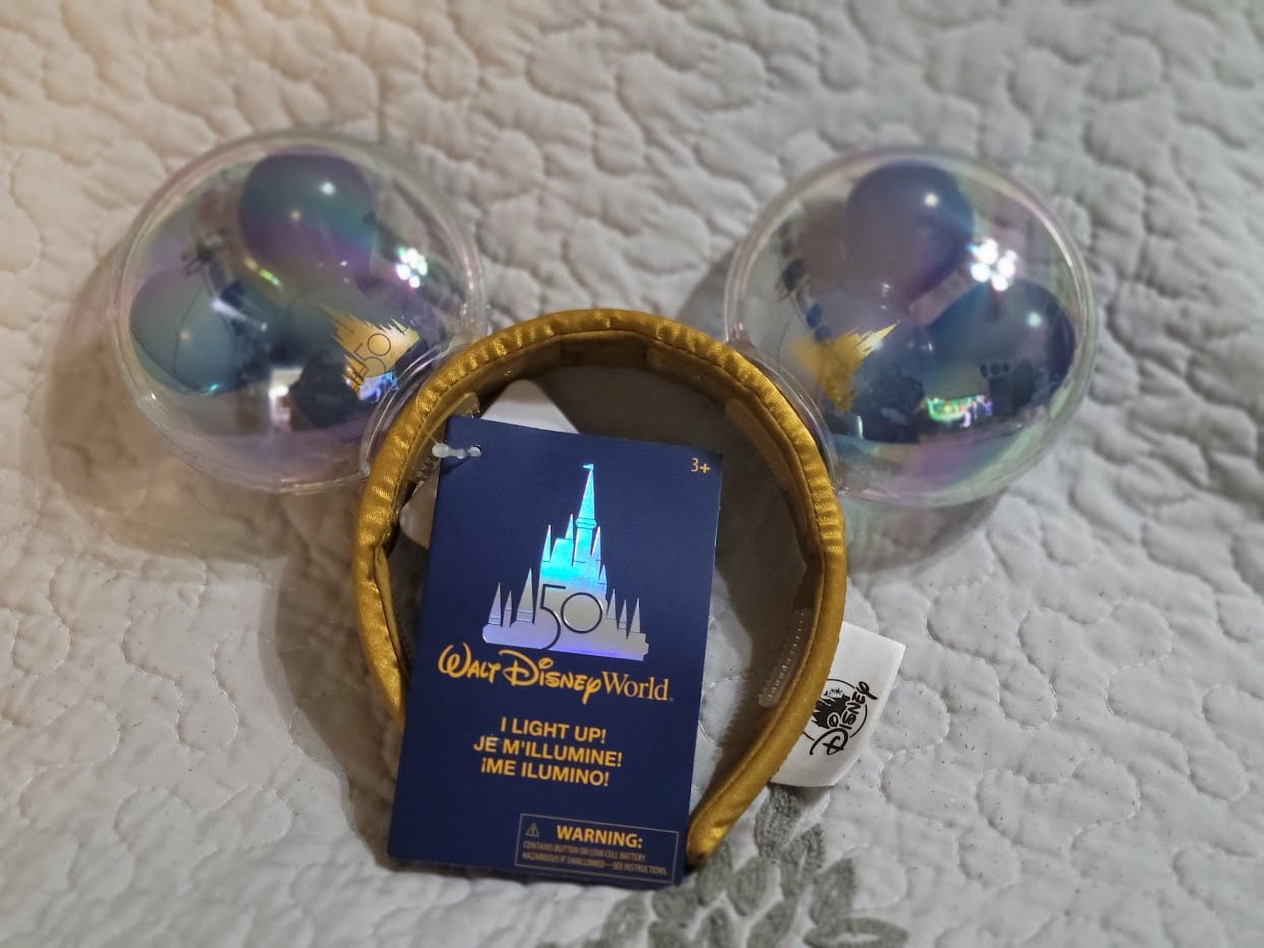 Disney World 50th Anniversary Mickey Mouse Balloon Light-Up Ears Headband New 50th Anniversary Light-Up Balloon Ear Headband Floats  main image 2