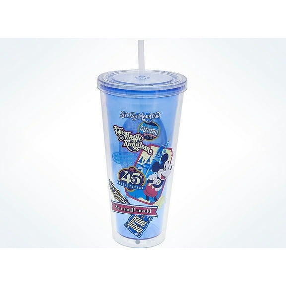 Disney Parks 45th Anniversary Magic Kingdom Mickey Tumbler with Straw New