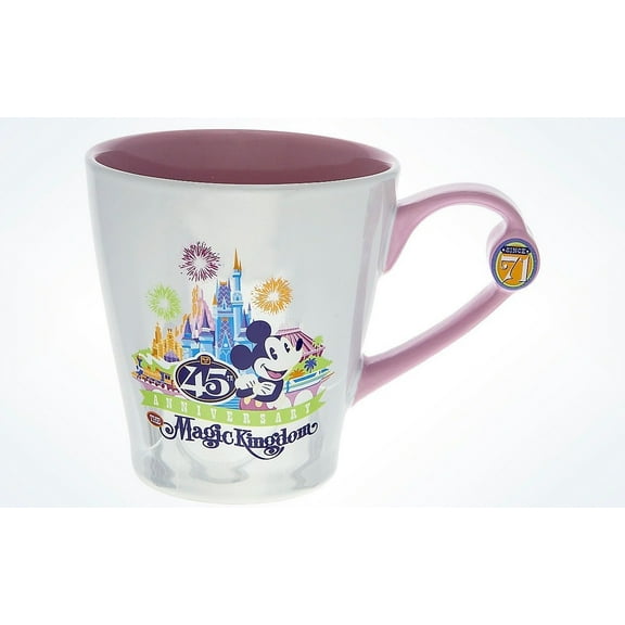 Disney Parks 45th Anniversary Magic Kingdom White Ceramic Coffee Mug New