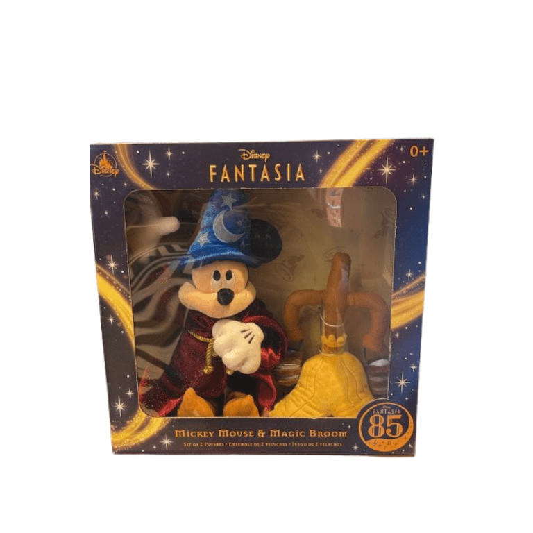 Disney Parks 85th Fantasia Mickey and Magic Broom Set of 2 Plushes